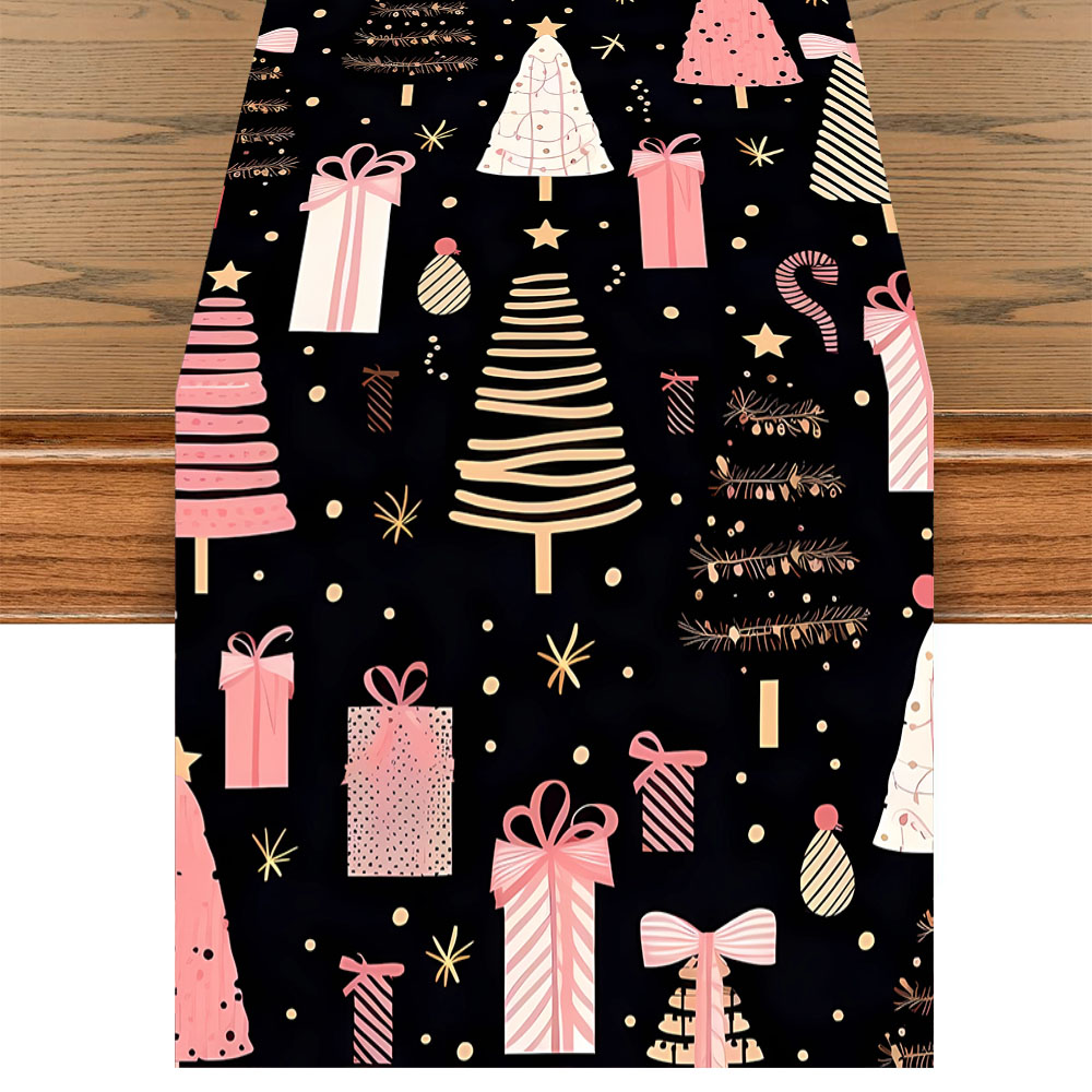 Christmas Table Runner - Рождественская скатерть-дорожка с рисунком розовой елки