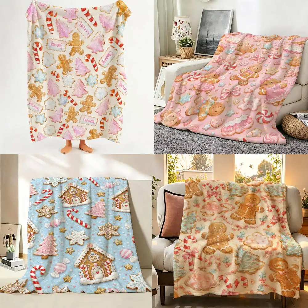 Christmas Throw Blanket - Нежно-розовый плед с рождественским узором из