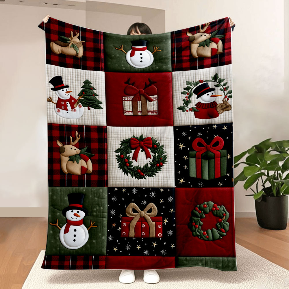 Christmas Throw Blanket - Рождественское одеяло в стиле пэчворк —